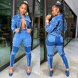 Matching Sets Jeans Long Sleeve Jacket