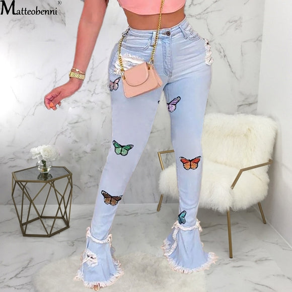 Butterfly Flare High Waist Jeans