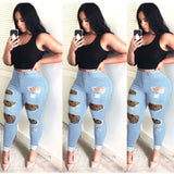 High Waist Jeans Leopard Hole