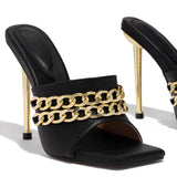 Mami Chain Square Toe High Heels