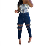 Lace-up Hollow Out Jeans
